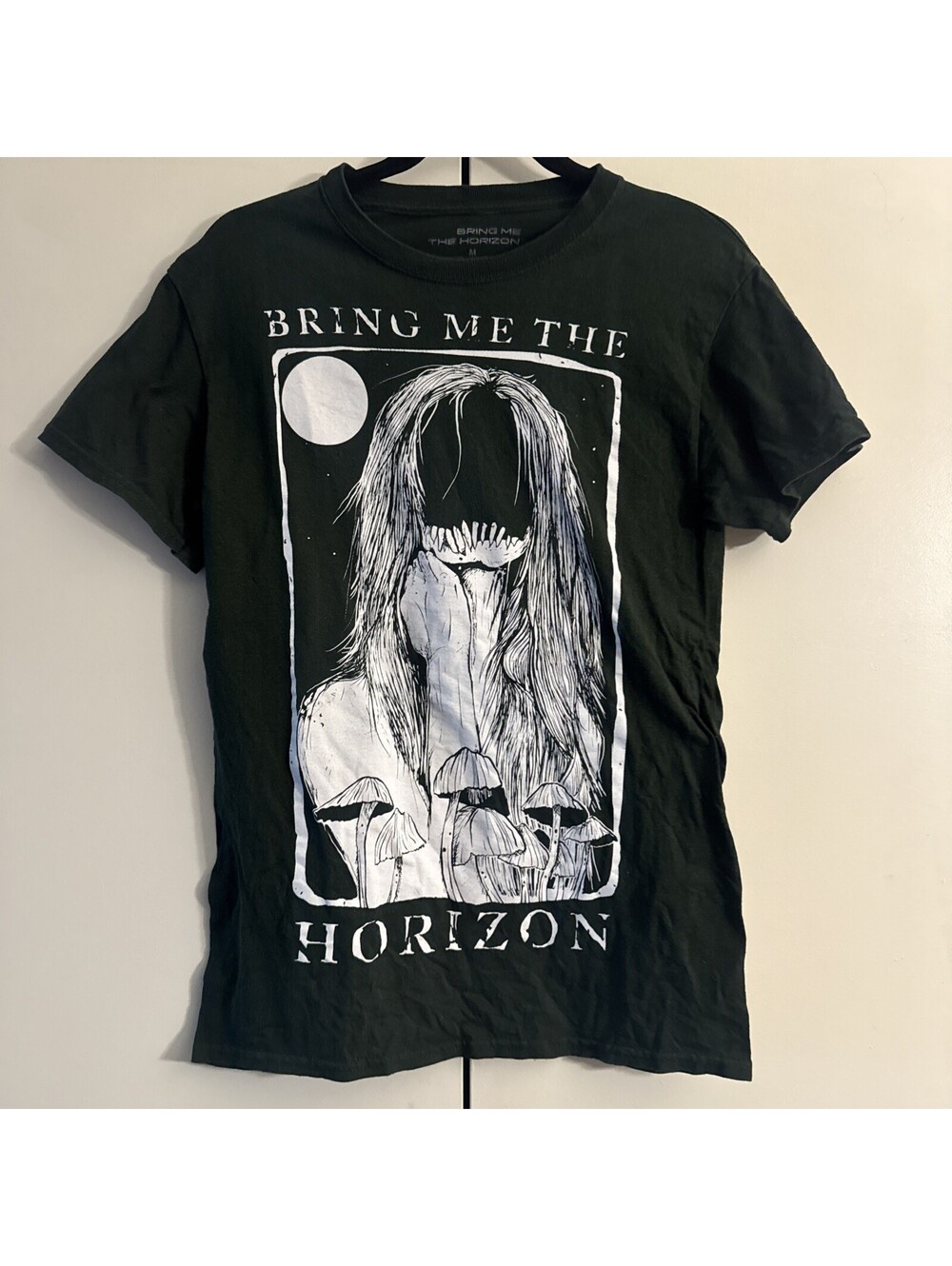 Bring Me The Horizon "Faceless" Shirt Medium Dark Green Metalcore Mushroom Tee